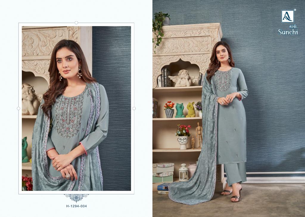 Sanchi By Alok Embroidery Viscose Designer Dress Material Wholesale Shop In Surat
